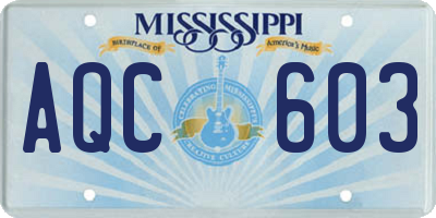 MS license plate AQC603