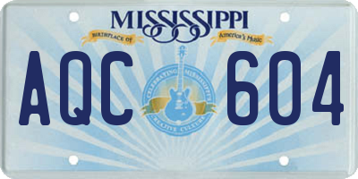 MS license plate AQC604