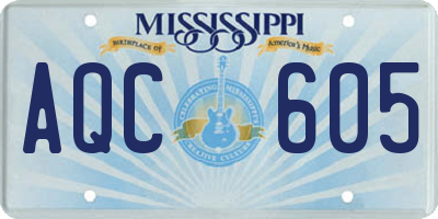 MS license plate AQC605