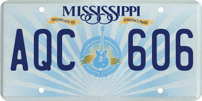 MS license plate AQC606