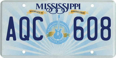 MS license plate AQC608