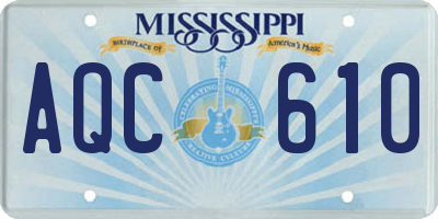 MS license plate AQC610
