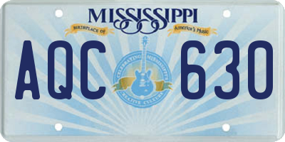 MS license plate AQC630