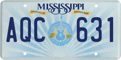 MS license plate AQC631