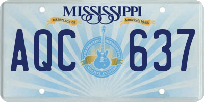 MS license plate AQC637