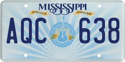MS license plate AQC638