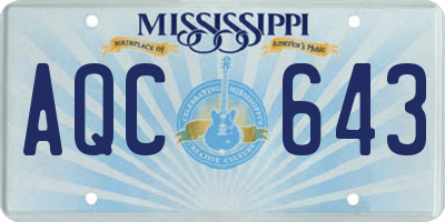 MS license plate AQC643