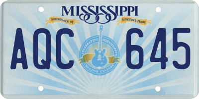 MS license plate AQC645