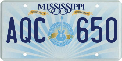 MS license plate AQC650