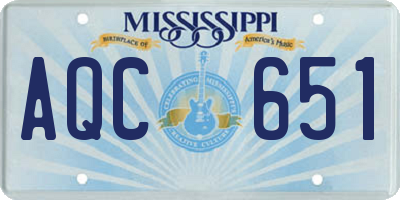MS license plate AQC651