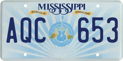 MS license plate AQC653