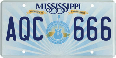 MS license plate AQC666