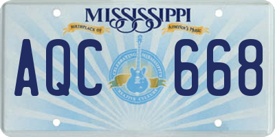 MS license plate AQC668
