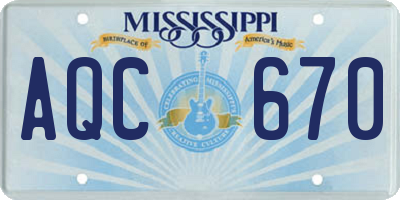 MS license plate AQC670