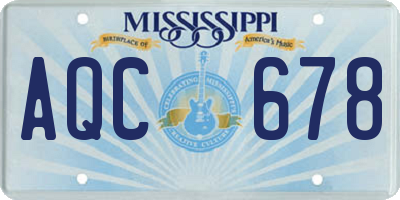 MS license plate AQC678
