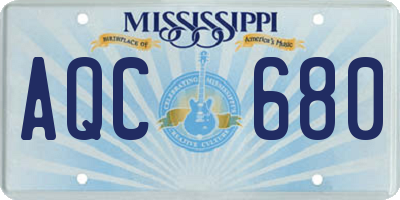 MS license plate AQC680