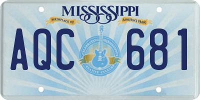 MS license plate AQC681