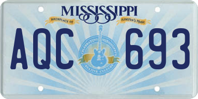 MS license plate AQC693