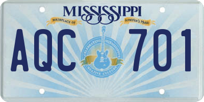 MS license plate AQC701