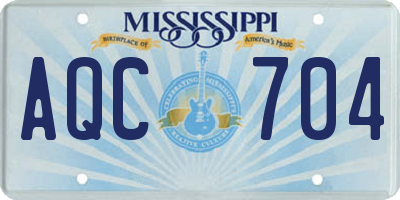 MS license plate AQC704