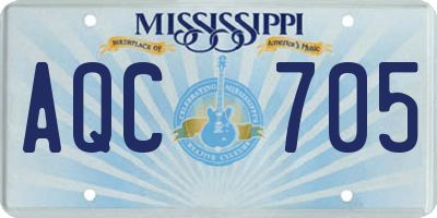 MS license plate AQC705