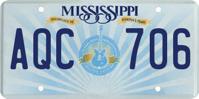 MS license plate AQC706