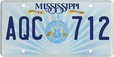 MS license plate AQC712
