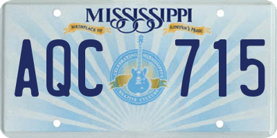 MS license plate AQC715