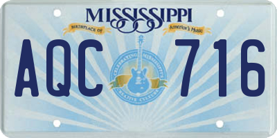 MS license plate AQC716