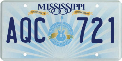 MS license plate AQC721