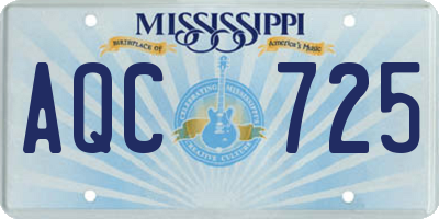 MS license plate AQC725