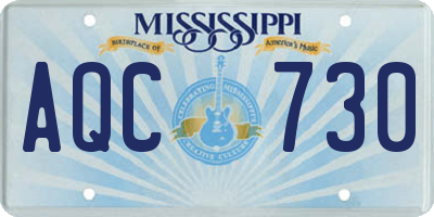 MS license plate AQC730