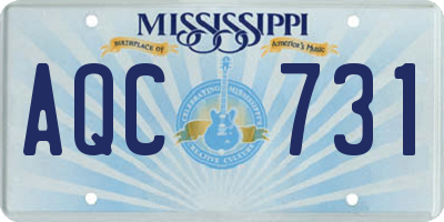 MS license plate AQC731
