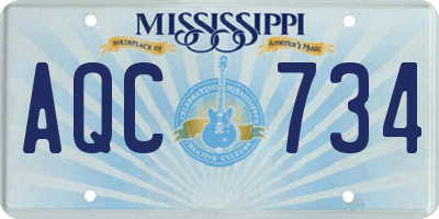 MS license plate AQC734