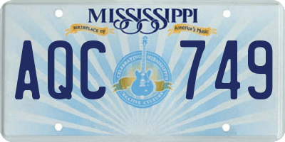 MS license plate AQC749