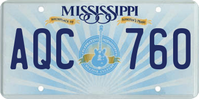 MS license plate AQC760