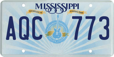 MS license plate AQC773