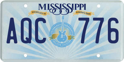 MS license plate AQC776