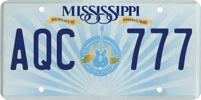 MS license plate AQC777