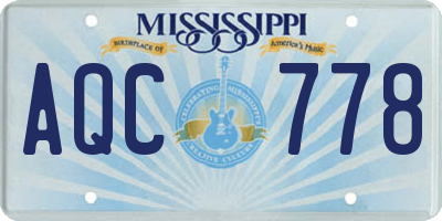 MS license plate AQC778