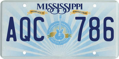 MS license plate AQC786