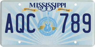 MS license plate AQC789