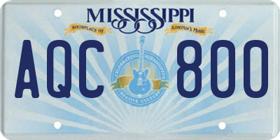 MS license plate AQC800
