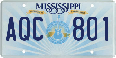 MS license plate AQC801