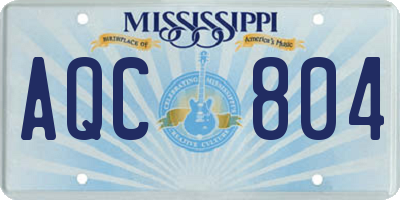 MS license plate AQC804