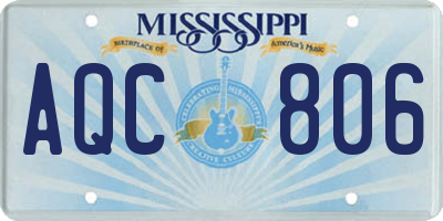 MS license plate AQC806