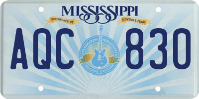 MS license plate AQC830