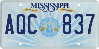 MS license plate AQC837
