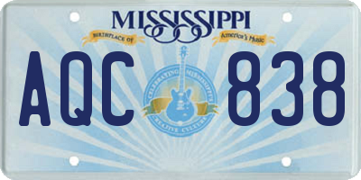 MS license plate AQC838