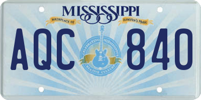 MS license plate AQC840